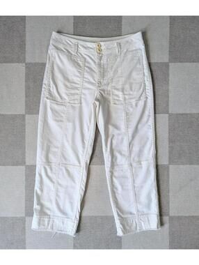 Anthropologie white cotton patch pocket utility painter pants